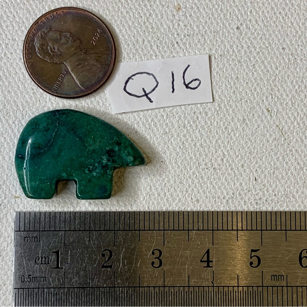 Chrysocolla Bear Fetish Bead Native American Zuni Style Top Drilled Animal 1” - Picture 14 of 15
